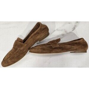 Garnet Hill Ruby Suede Loafers Brown Unlined Slip On Shoe Italy Women's 11 EUC